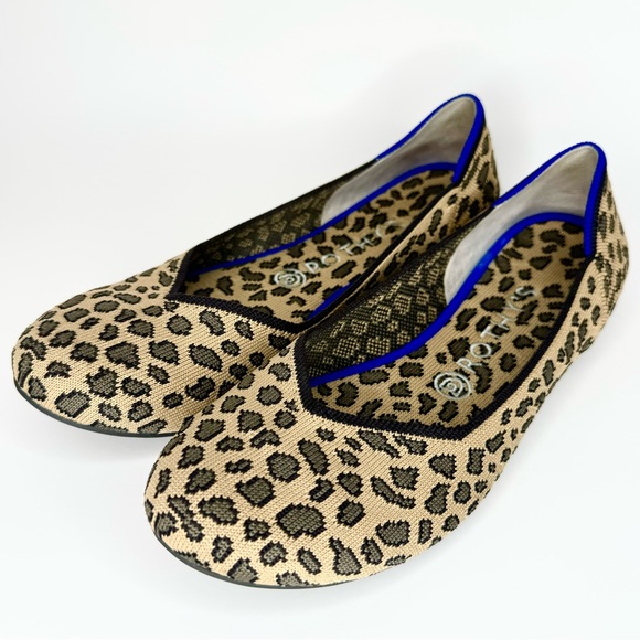 Women's 9 Rothy's RETIRED leopard print round toe the loafer ballet flats shoes - Picture 3 of 6